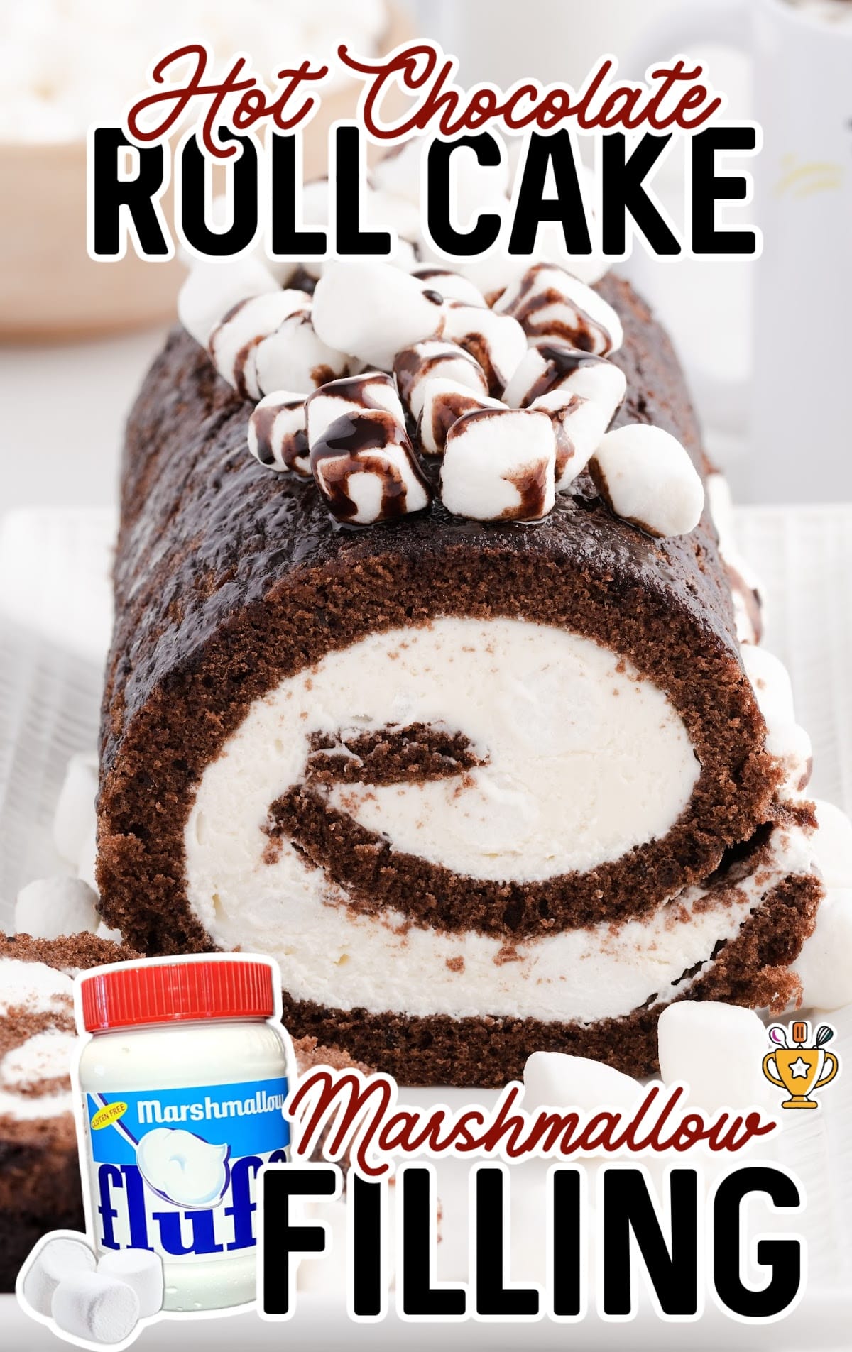 Hot Chocolate Roll Cake on a plate