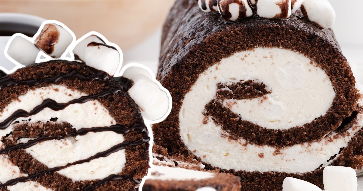 a close up photo of Hot Chocolate Roll Cake