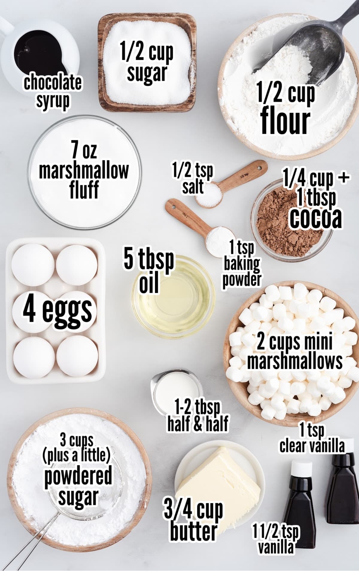 ingredients for making Hot Chocolate Roll Cake