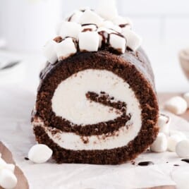 A close up photo of Hot Chocolate Roll Cake