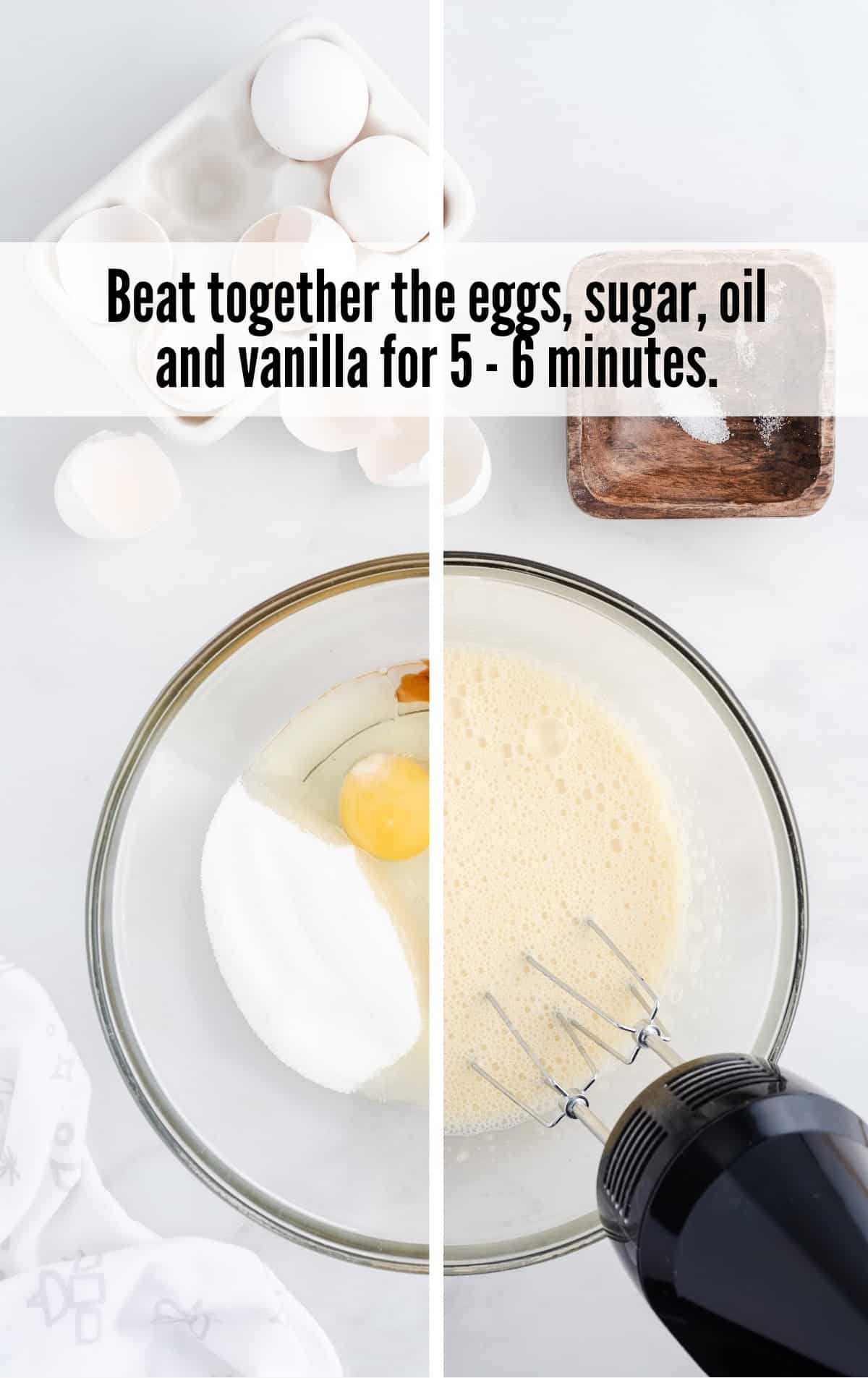 beating together ingredients of Hot Chocolate Roll Cake