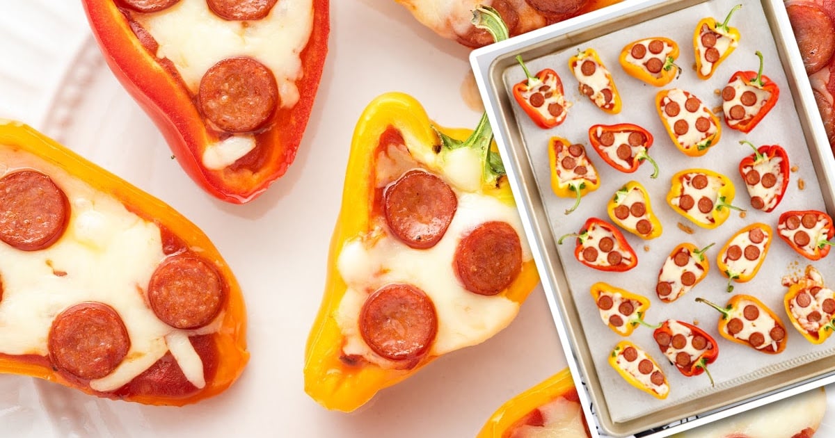A plate of mini pepper pizzas and a bunch of pizzas on a baking tray.