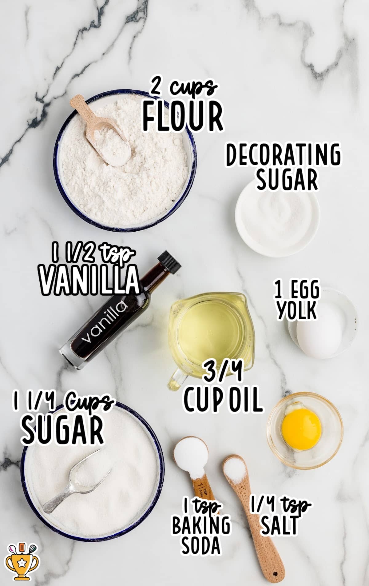 Ingredients for making No Butter Sugar Cookies