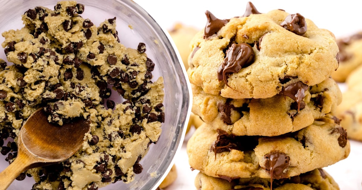 a stack of Air Fryer Chocolate Chip Cookies