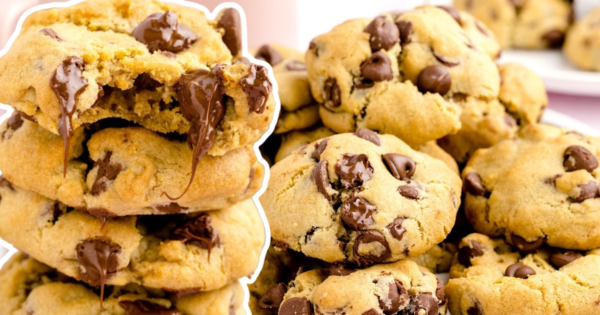 a close up photo of Air Fryer Chocolate Chip Cookies