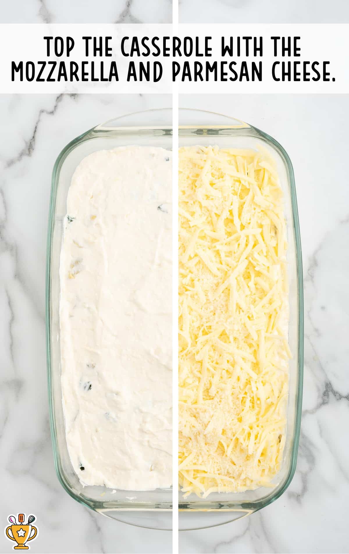 The Casserole topped the mozzarella and parmesan cheese