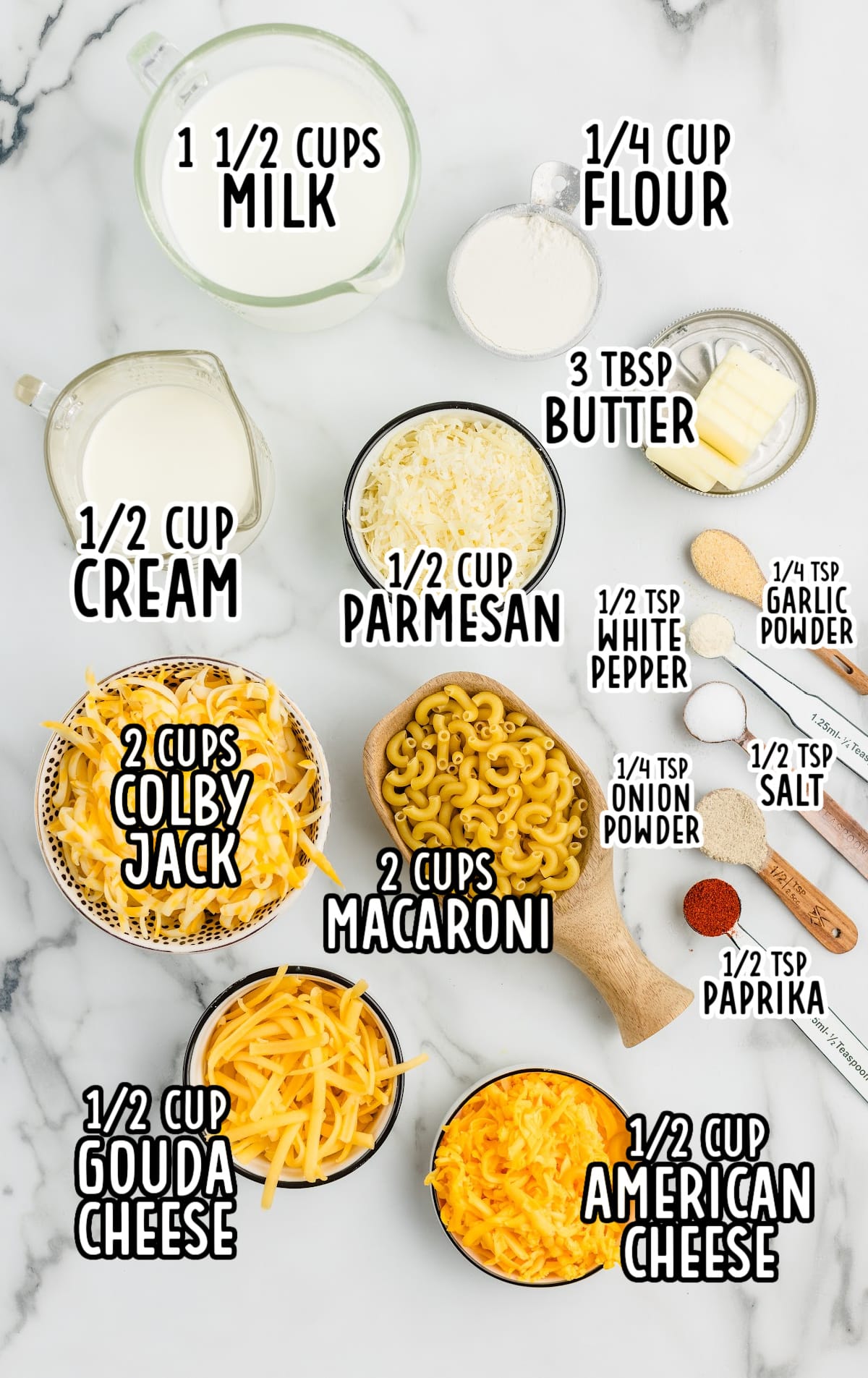 ingredients used for making Copycat Chick Fil A Macaroni and Cheese