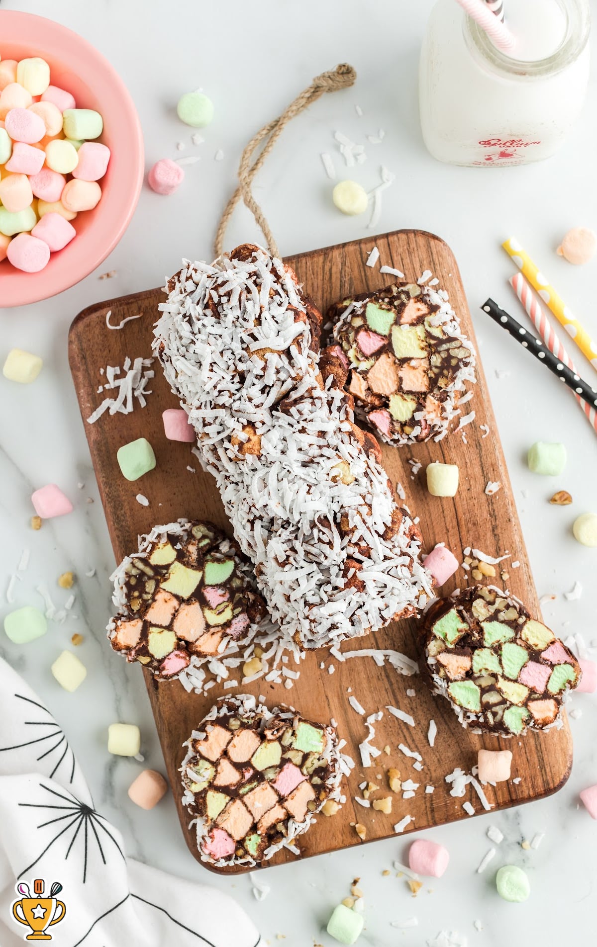 Church Window Cookies on a wooden board