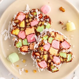 two slices of Church Window Cookies on a plate