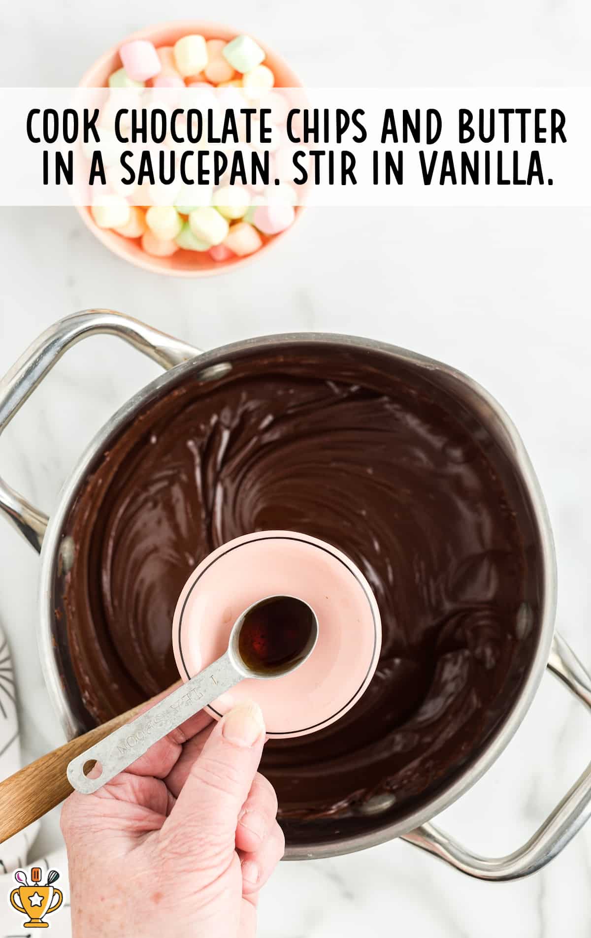 chocolate chips and butter in a saucepan