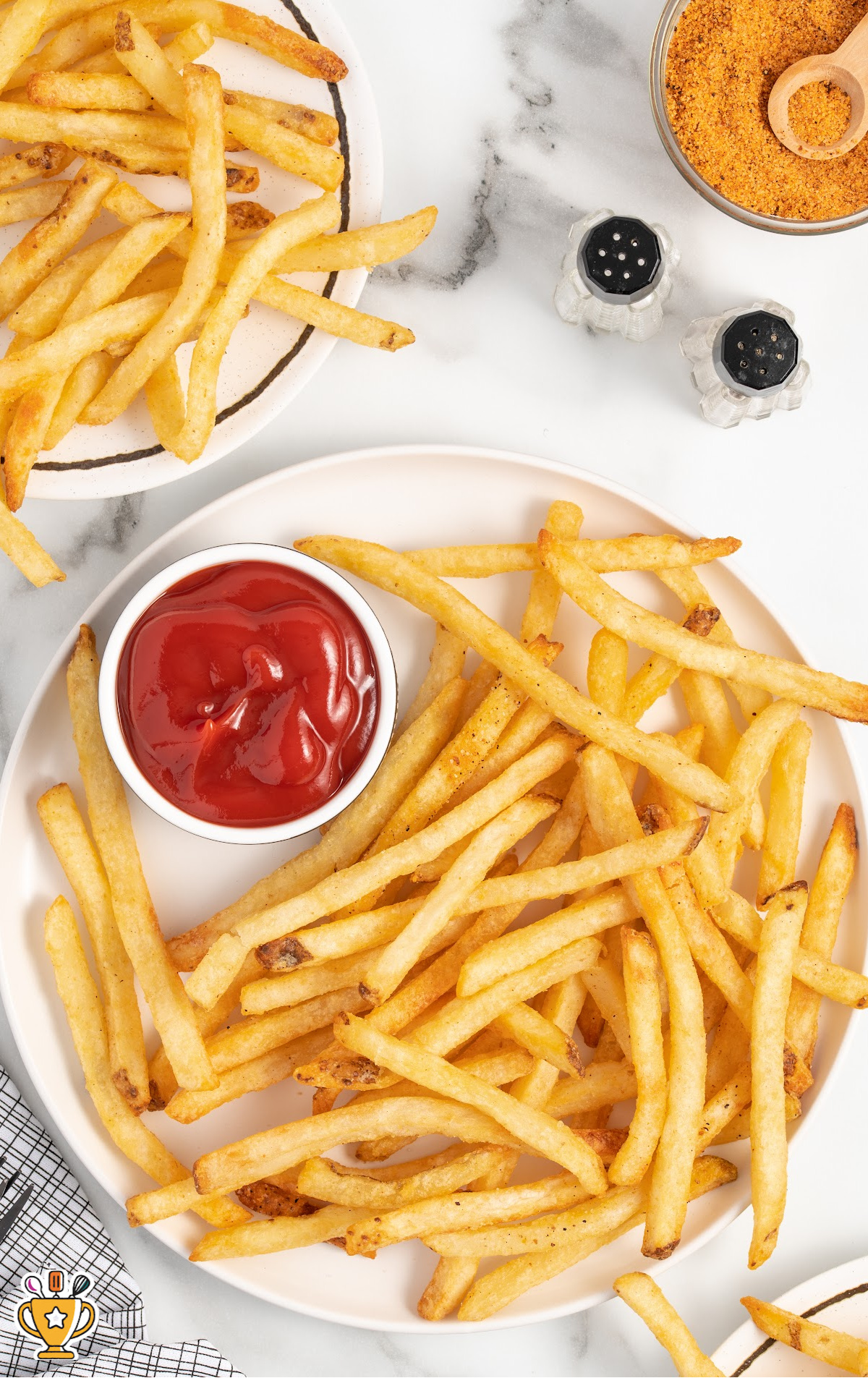Air Fryer Frozen French Fries on a plate