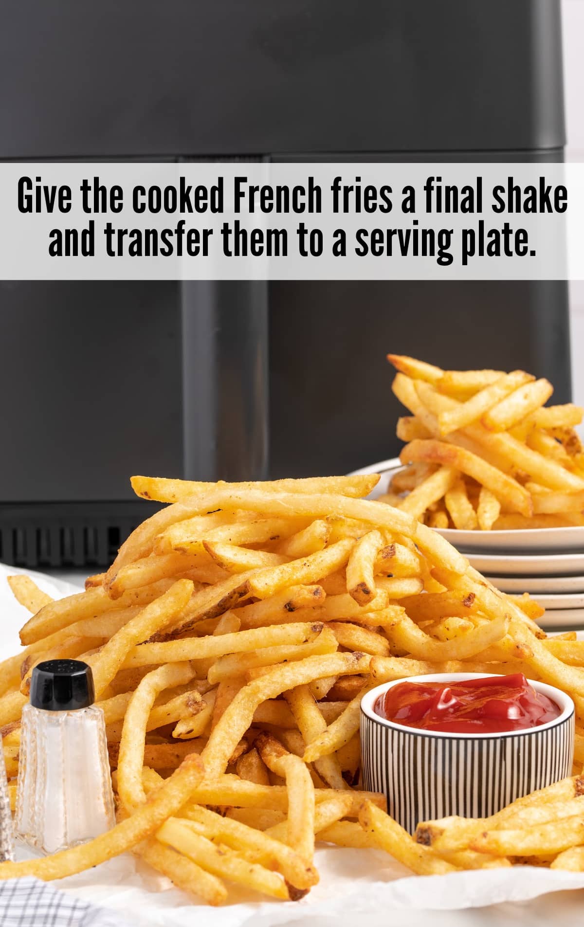 Air Fryer Frozen French Fries on plates