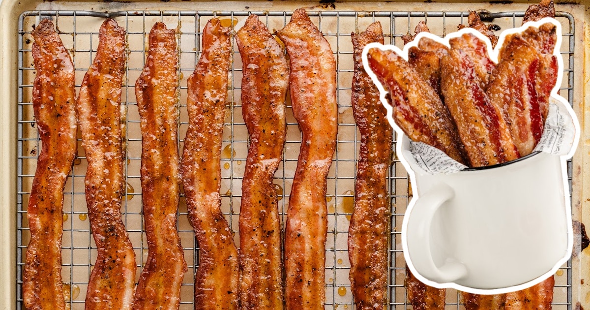 Million Dollar Bacon on a rack and in a mug