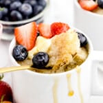Pancake in a Mug with a spoon holding some of it