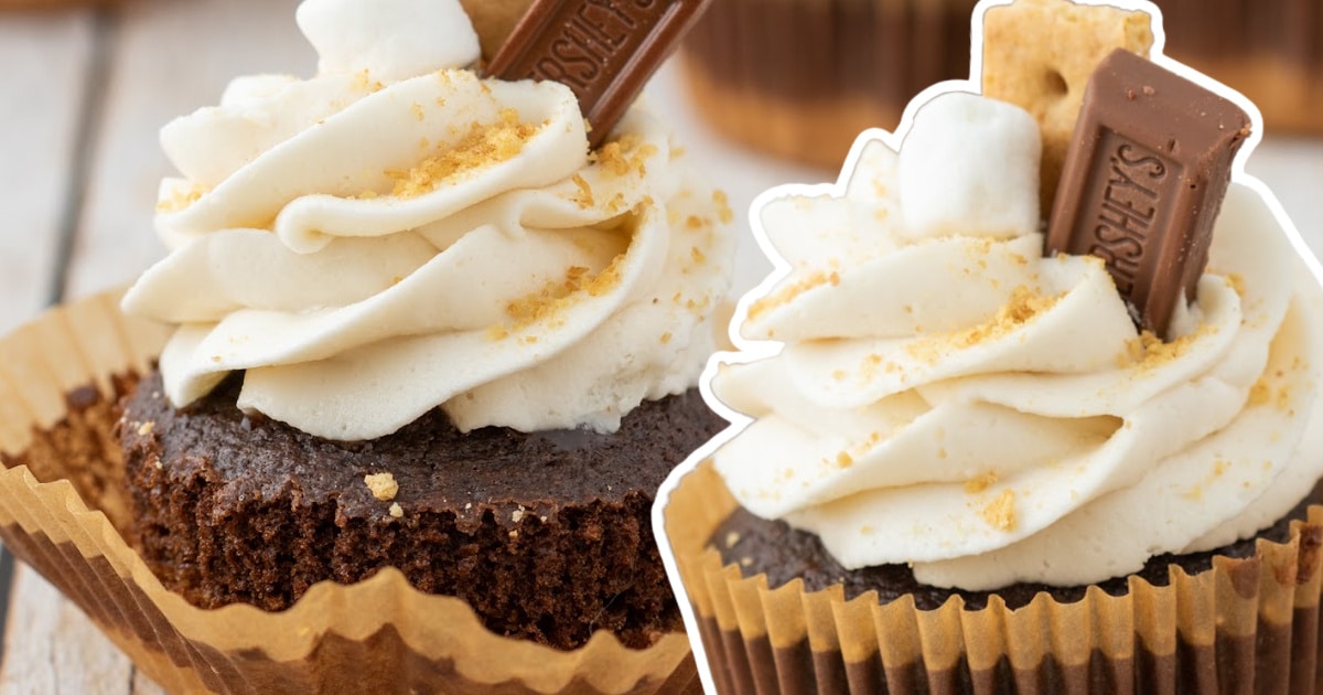 a close up photo of S'mores Cupcakes