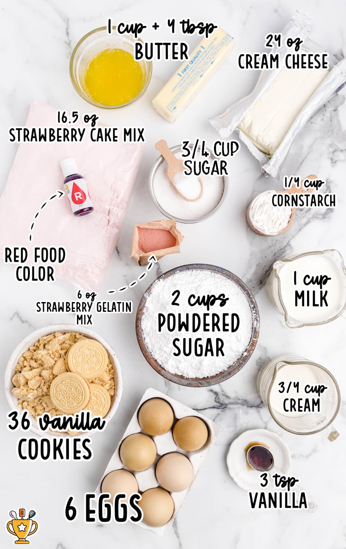 ingredients for making Strawberry Shortcake Cheesecake