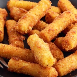 Stuffed Ziti Fritta on a plate and a fork