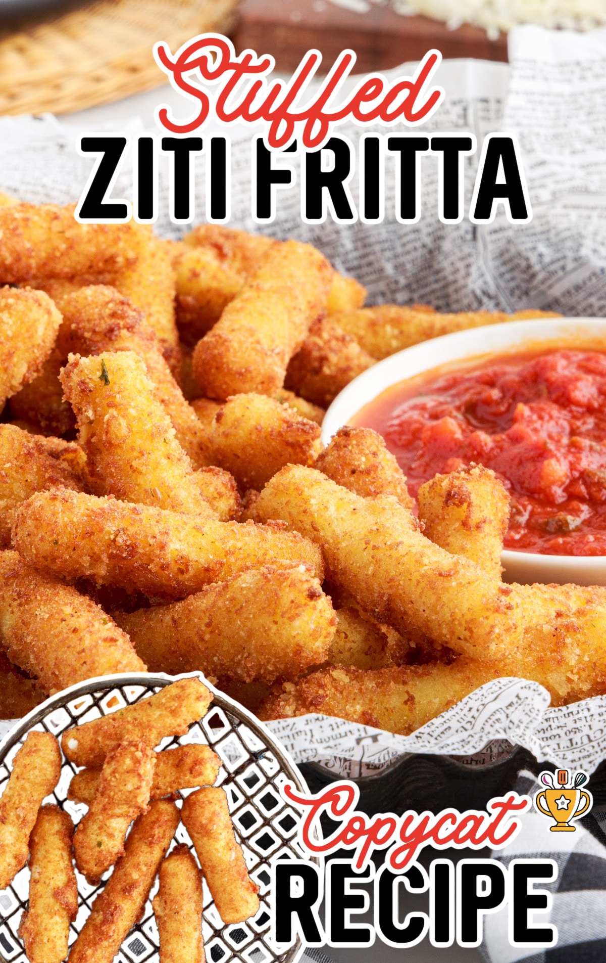 a bunch of Stuffed Ziti Fritta and some sauce in a bowl