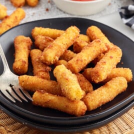Stuffed Ziti Fritta on a plate with a fork