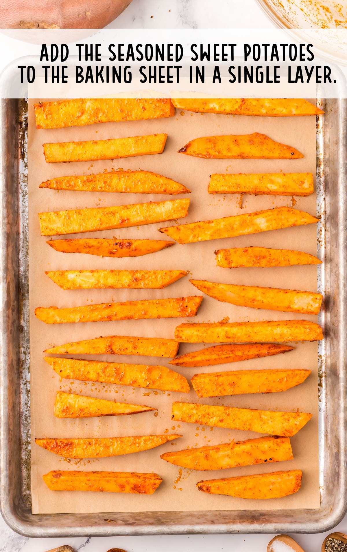 Sweet Potato Fries on a baking pan
