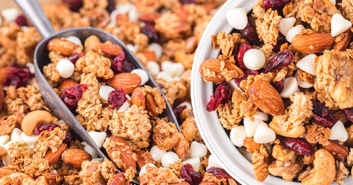 Christmas Granola in a bowl and a bunch others at the back