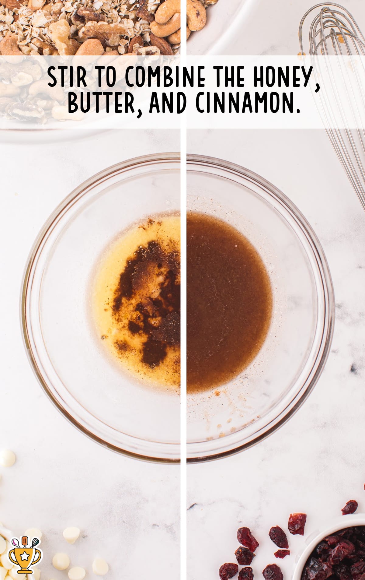 honey, butter and cinnamon combined in a bowl