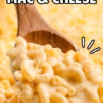 a wooden spoon with Copycat Chick Fil A Macaroni and Cheese