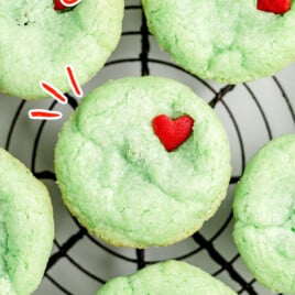 Grinch Cookies on a rack