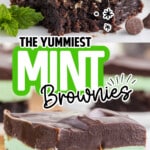 Mint brownies, and one has a bite out of it.