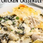 Spinach and Artichoke Chicken Casserole on a plate