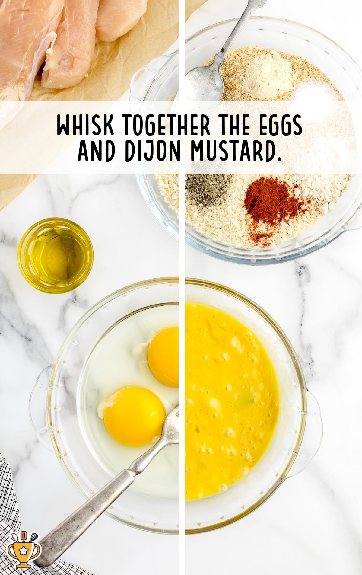 eggs and dijon mustard mixed in a bowl