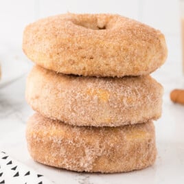 three Air Fryer Donuts stacked together