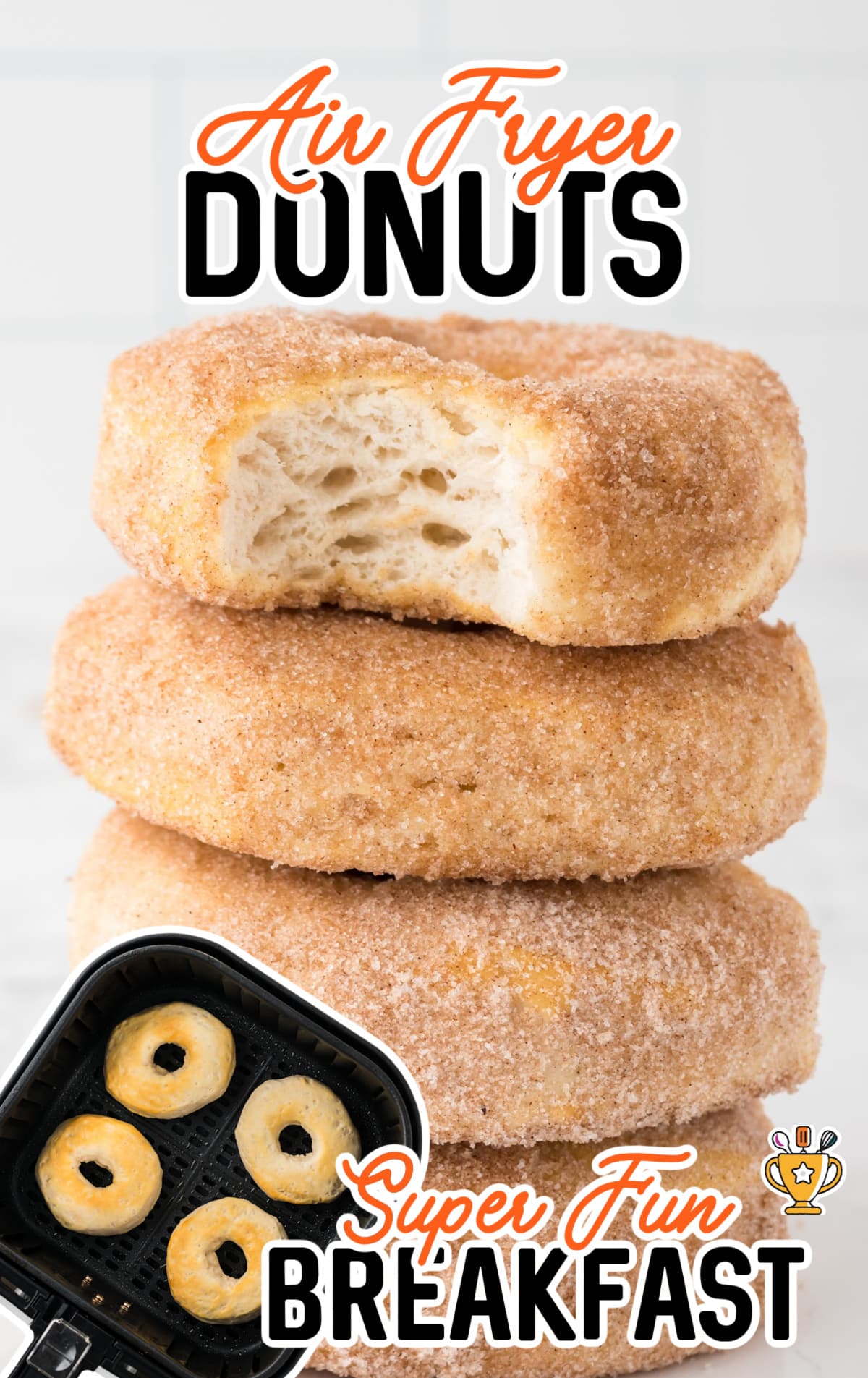 a stack of Air Fryer Donuts and others in a Air Fryer
