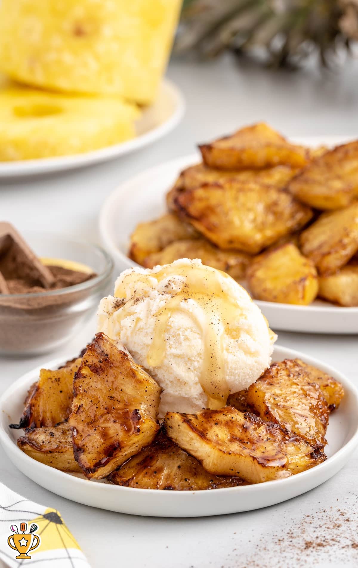 Air Fryer Pineapple on two serving plate