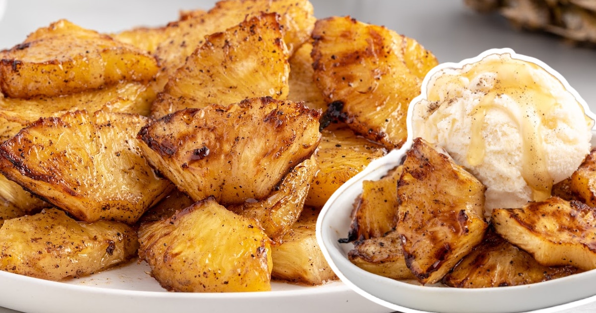 Air Fryer Pineapple on a plate