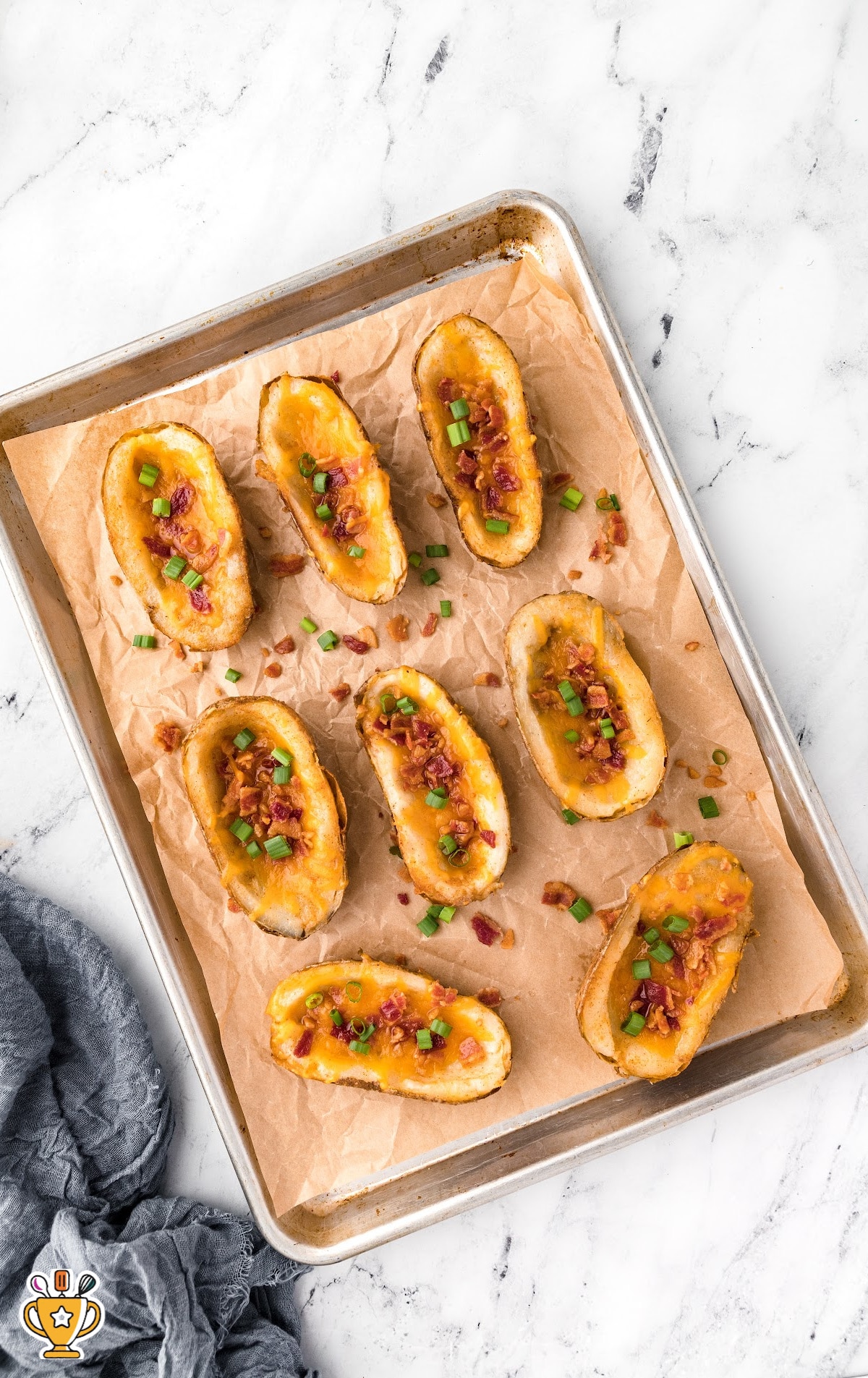 Baked Potato Skins in a baking tin