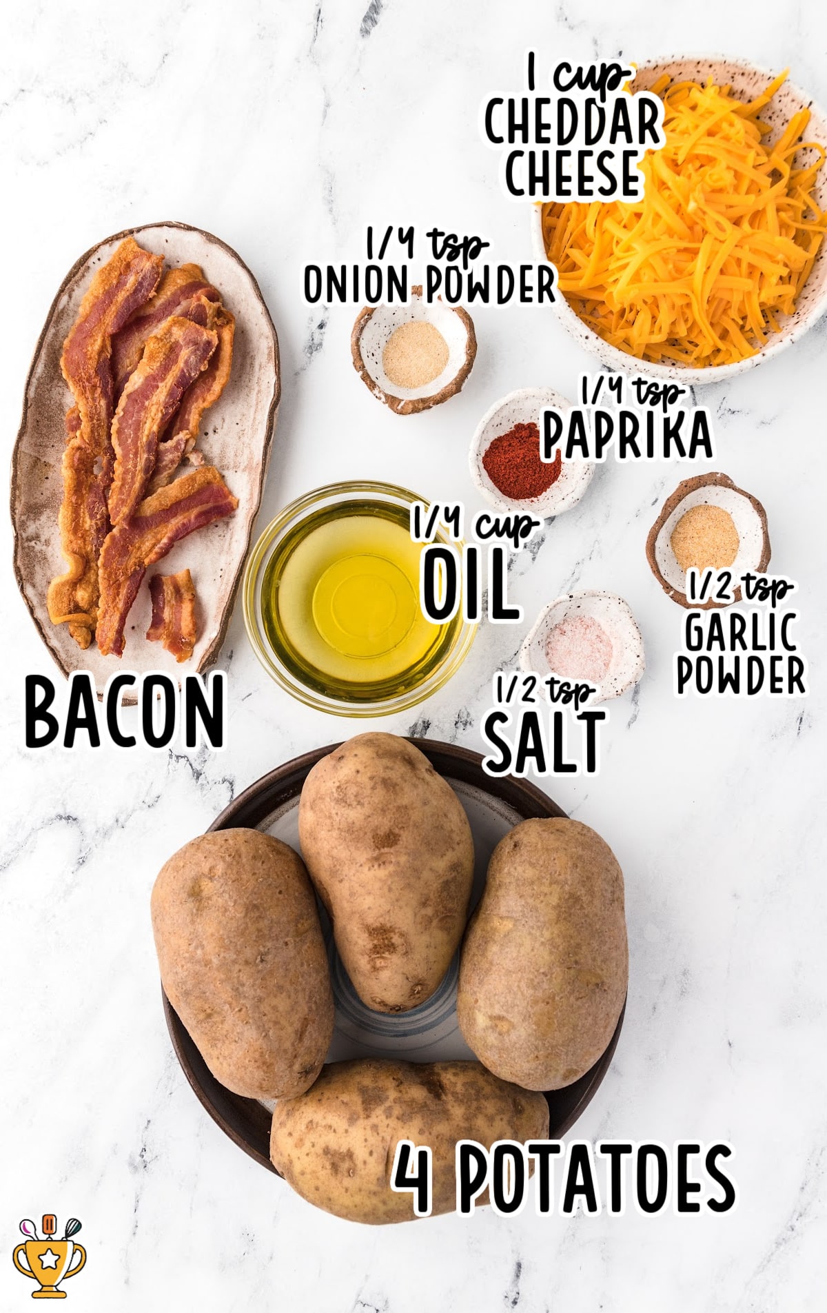 ingredients for making Baked Potato Skins