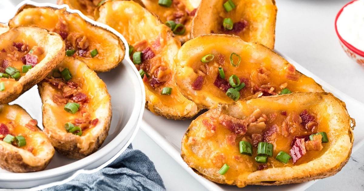 Baked Potato Skins on plates