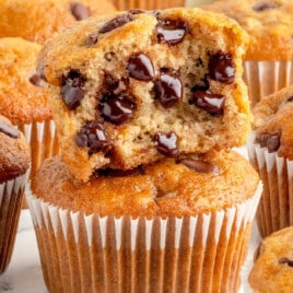 a bunch of Banana Chocolate Chip Muffins