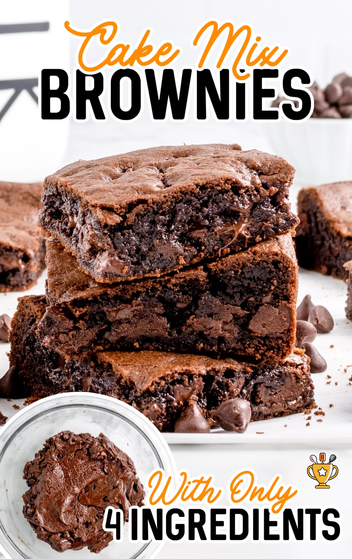 a stack of Cake Mix Brownies