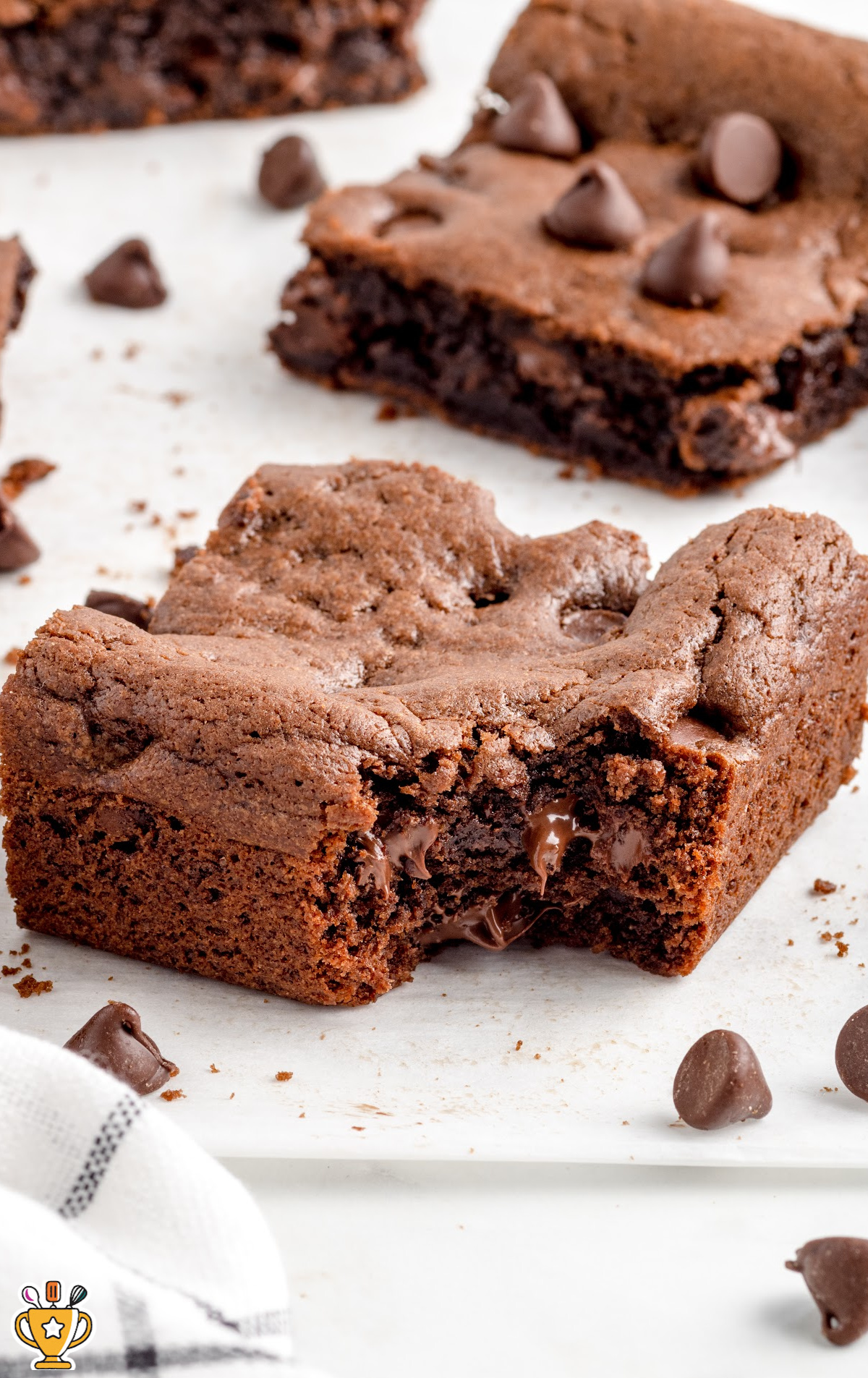 a Cake Mix Brownie with a bite on it
