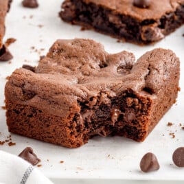 a Cake Mix Brownie with a bite on it