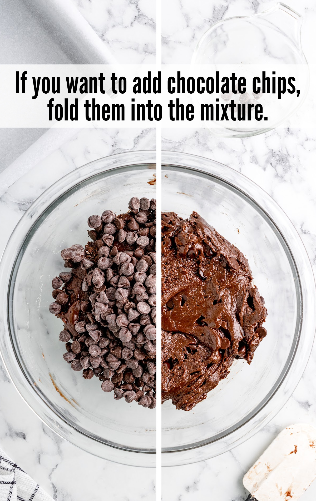 chocolate chips added in a bowl