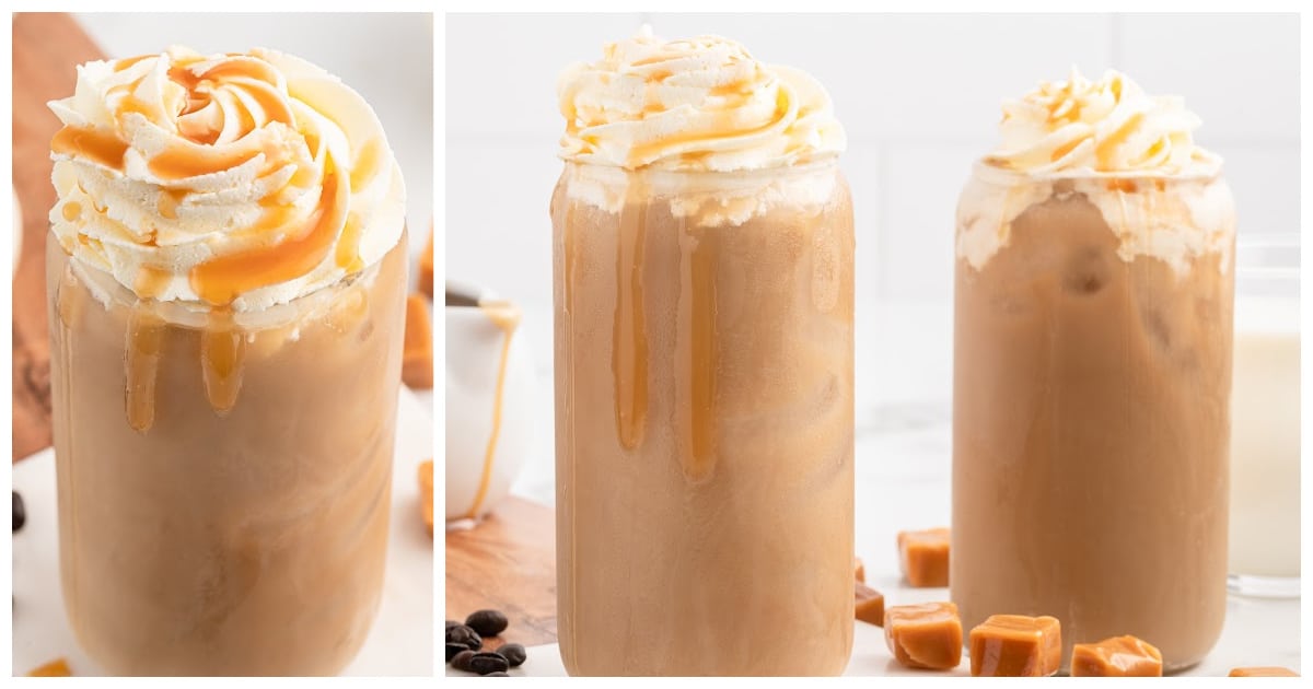three glasses of Caramel Iced Coffee