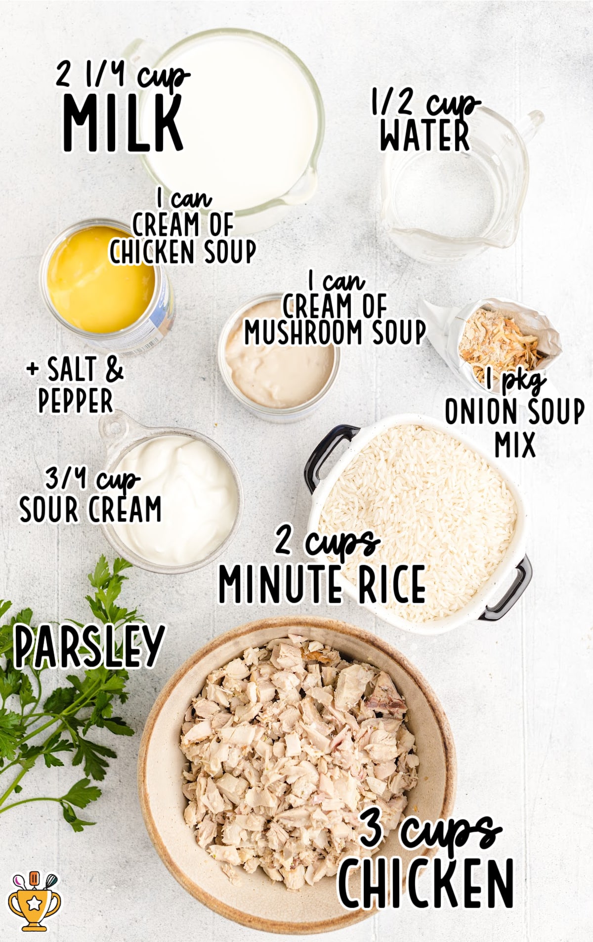 ingredients for making Chicken and Rice Casserole