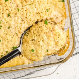 Chicken and Rice Casserole in a baking dish