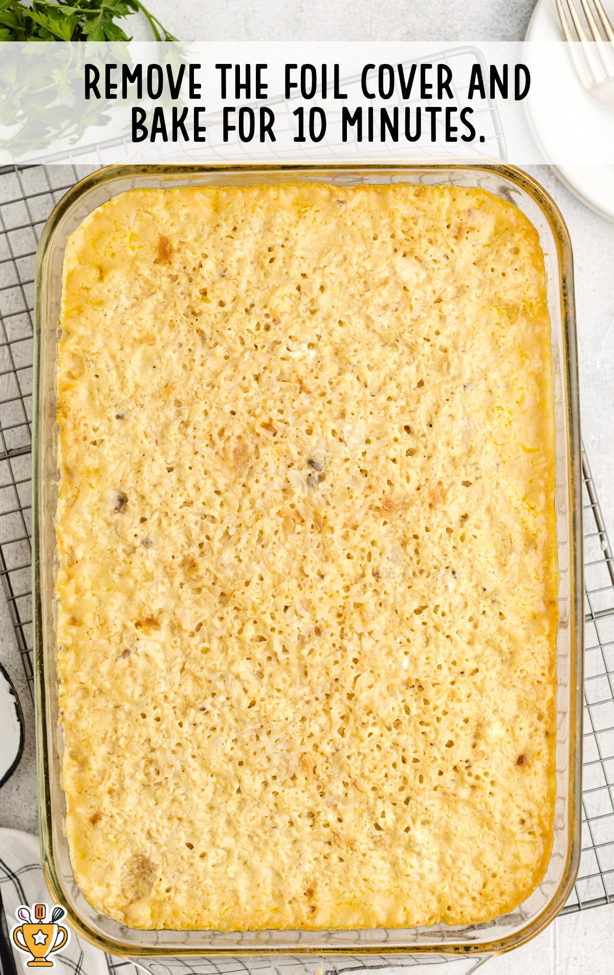 baked Chicken and Rice Casserole in a baking dish