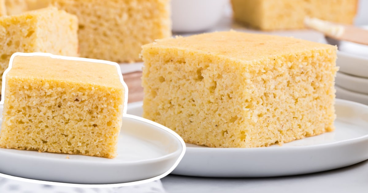 pieces of Cornbread on plates