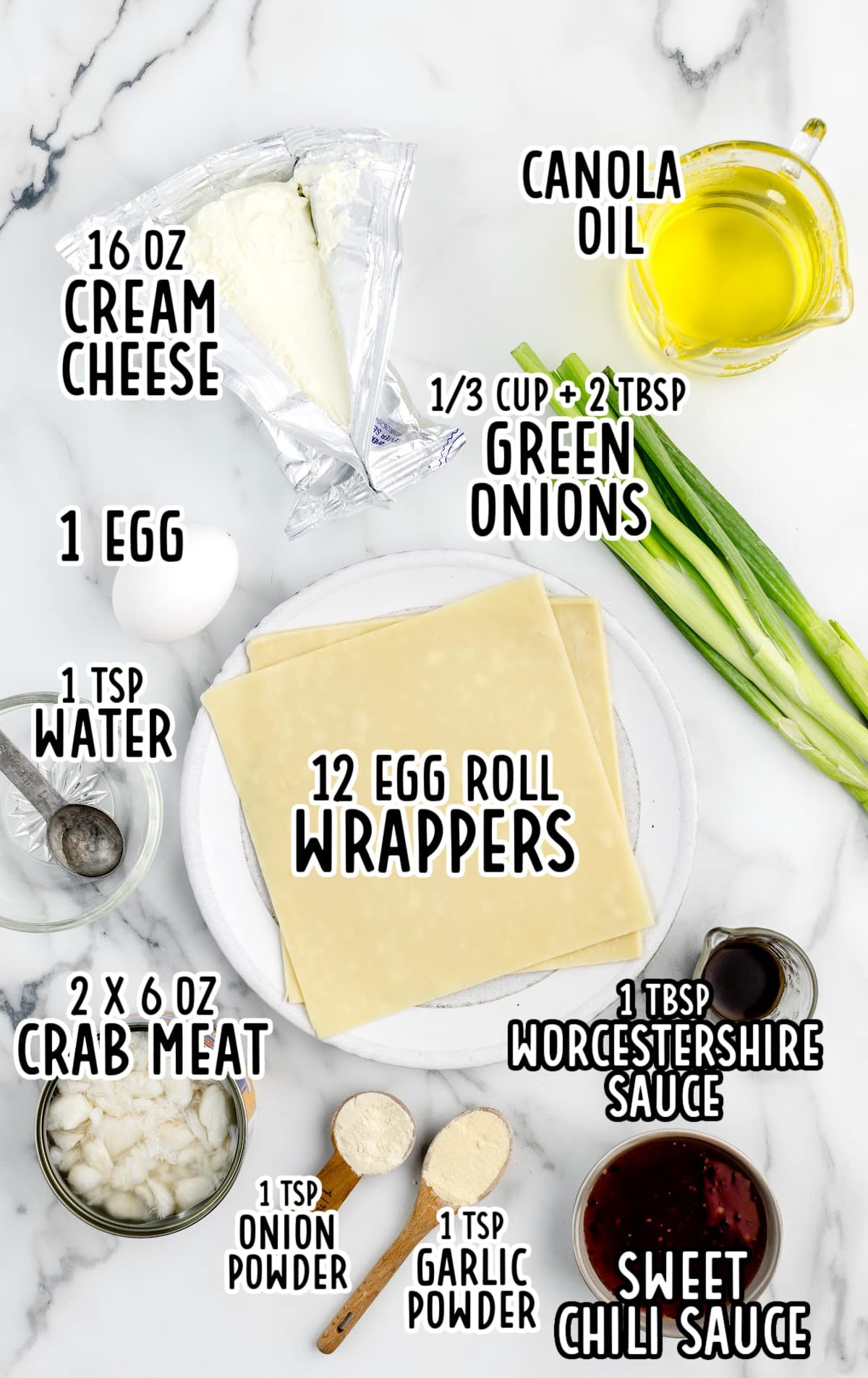 ingredients for making Crab Rangoon Eggroll