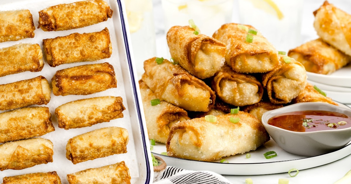 Crab Rangoon Eggroll on a plate and in a dish